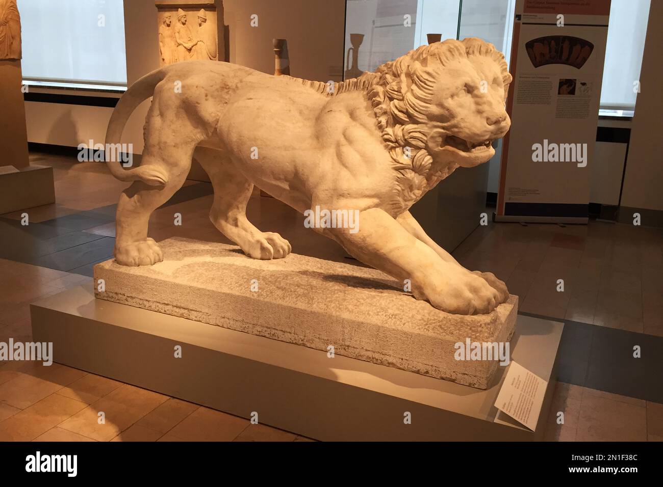 Lion statue as funerary ornament Altes Museum Berlin Stock Photo