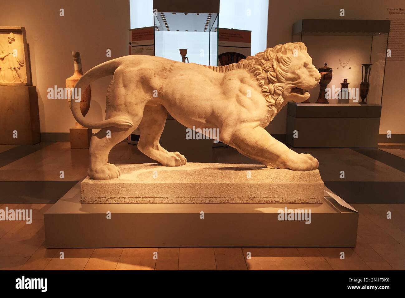 Lion statue as funerary ornament Altes Museum Berlin Stock Photo