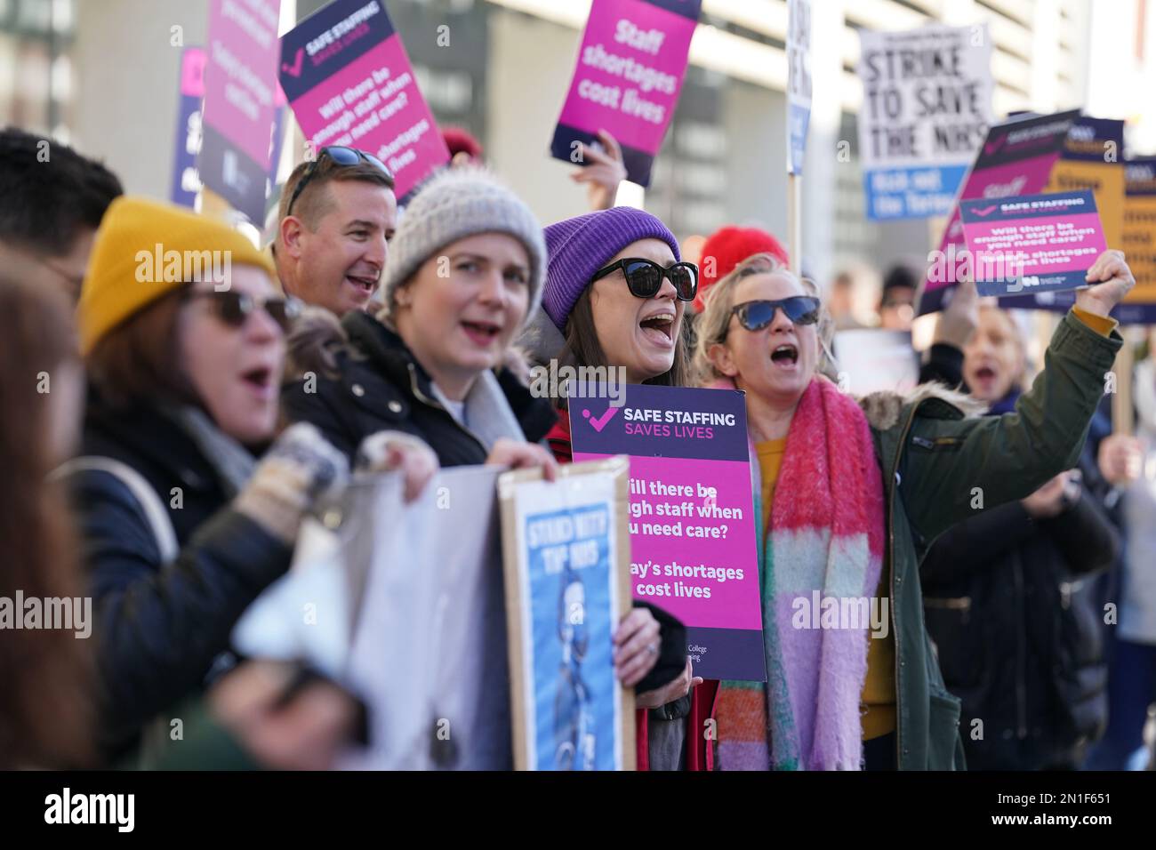 Workers on the picket line outside Royal Sussex County Hospital in