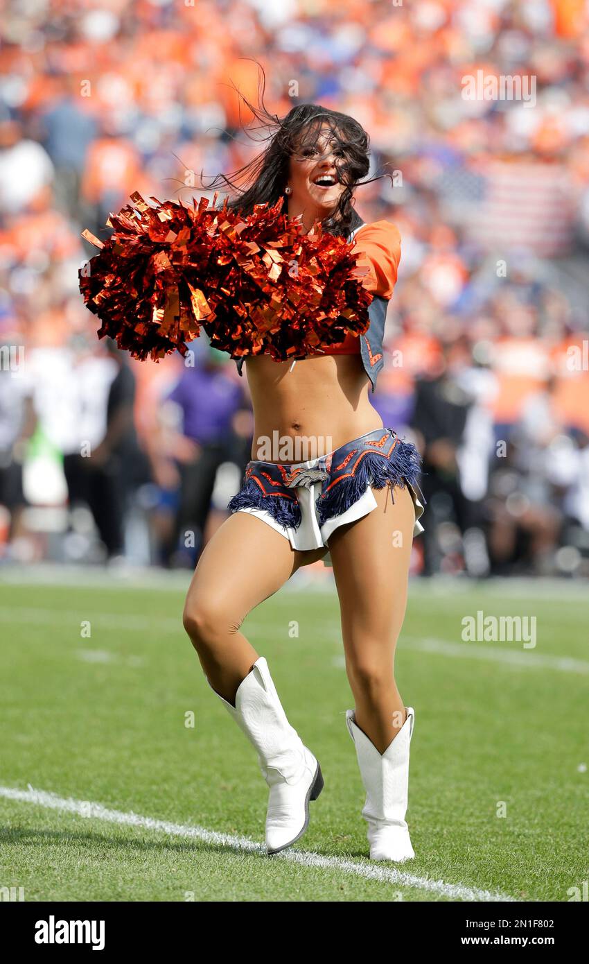 The Denver Broncos cheerleaders perform during the second half at Invesco  Field at Mile High on October 24, 2010 in Denver. The Raiders decimated the Broncos  59-14. UPI/Gary C. Caskey Stock Photo - Alamy