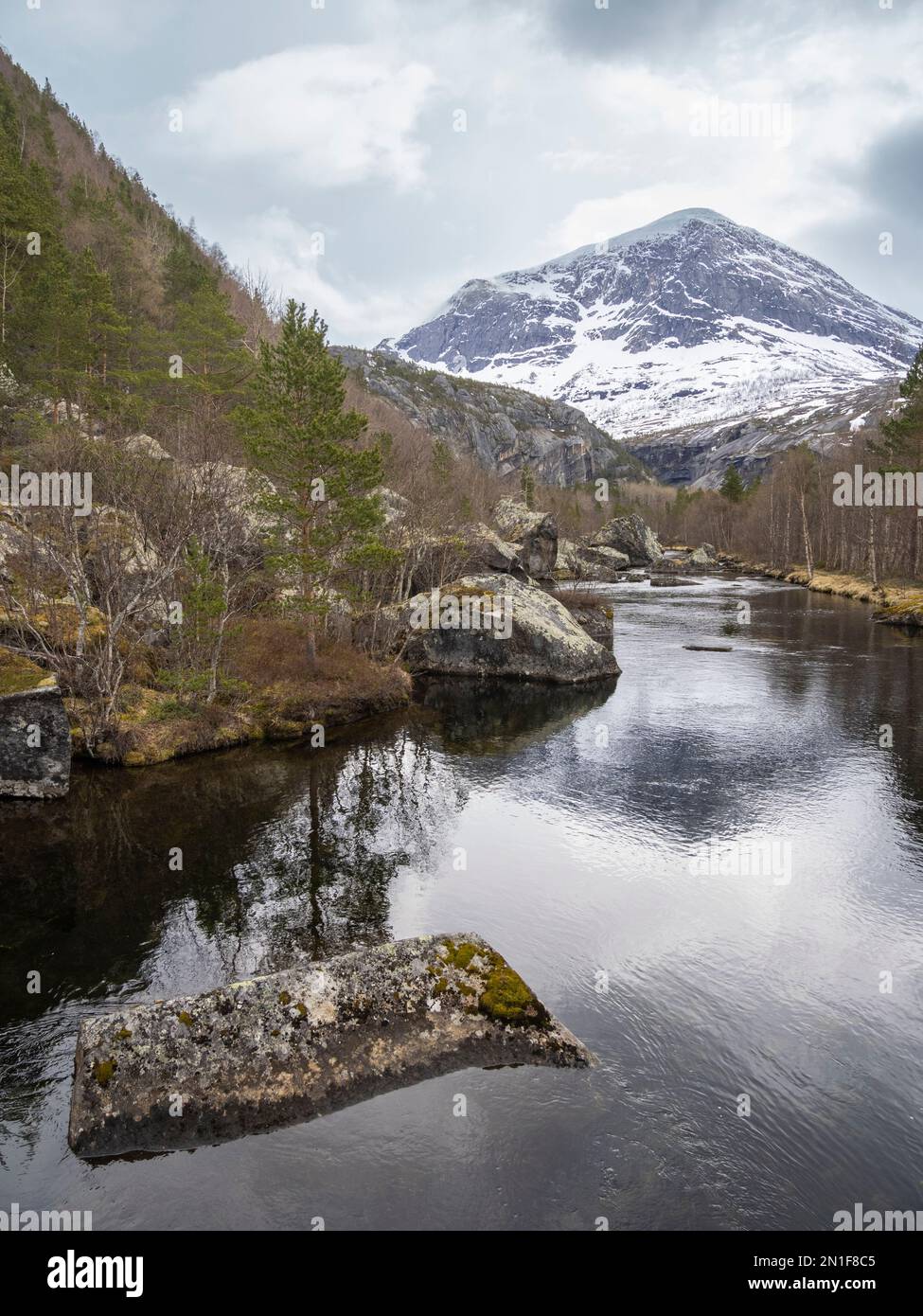 Musken (Masske), a Sami village near Hellemobotn, the narrowest point of Norway, Nordland, Norway, Scandinavia, Europe Stock Photo