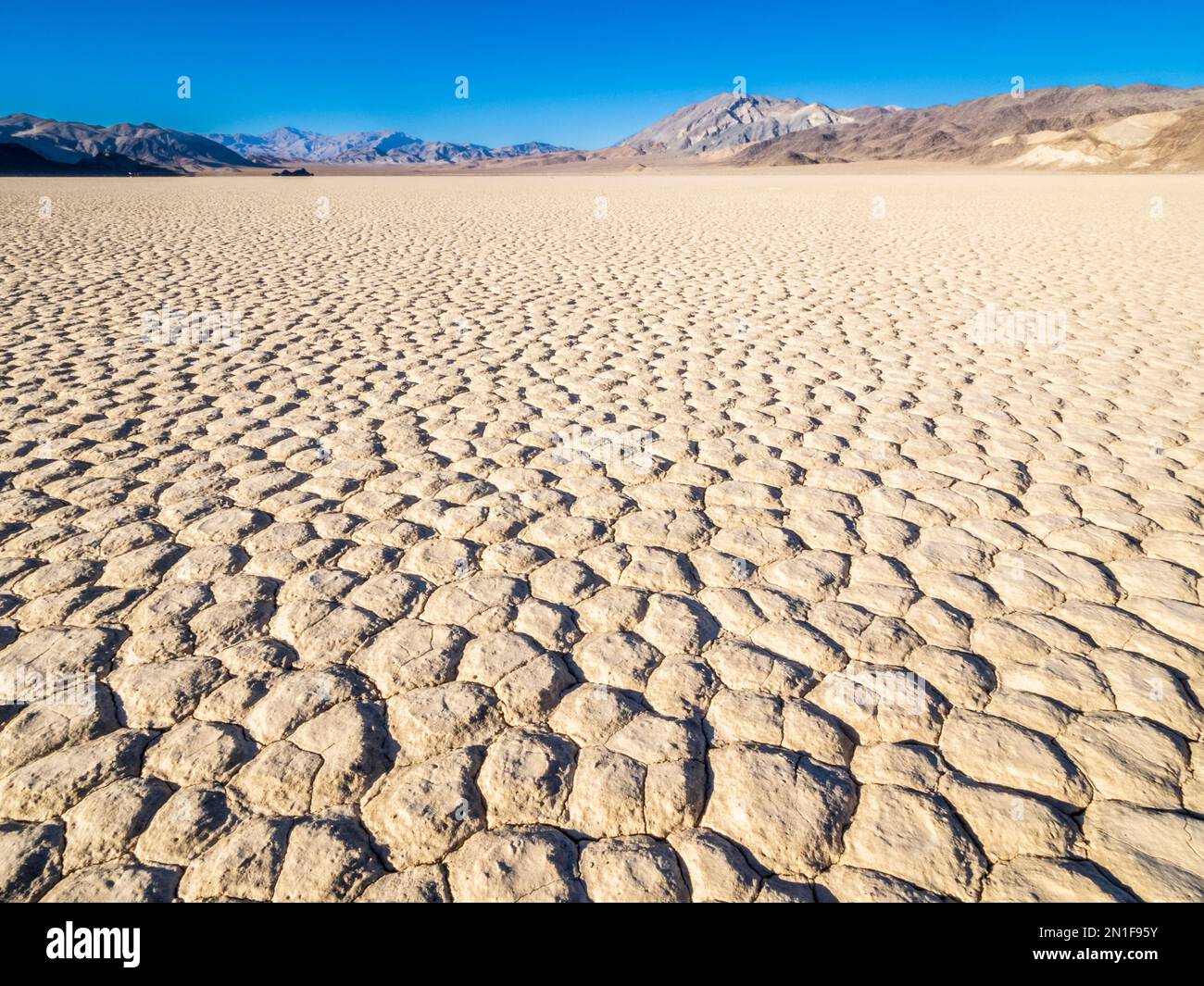 The Racetrack, a playa or dried up lakebed, in Death Valley National Park, California, United States of America, North America Stock Photo