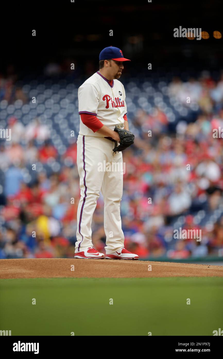 Philadelphia Phillies' Aaron Harang in action during a baseball game ...