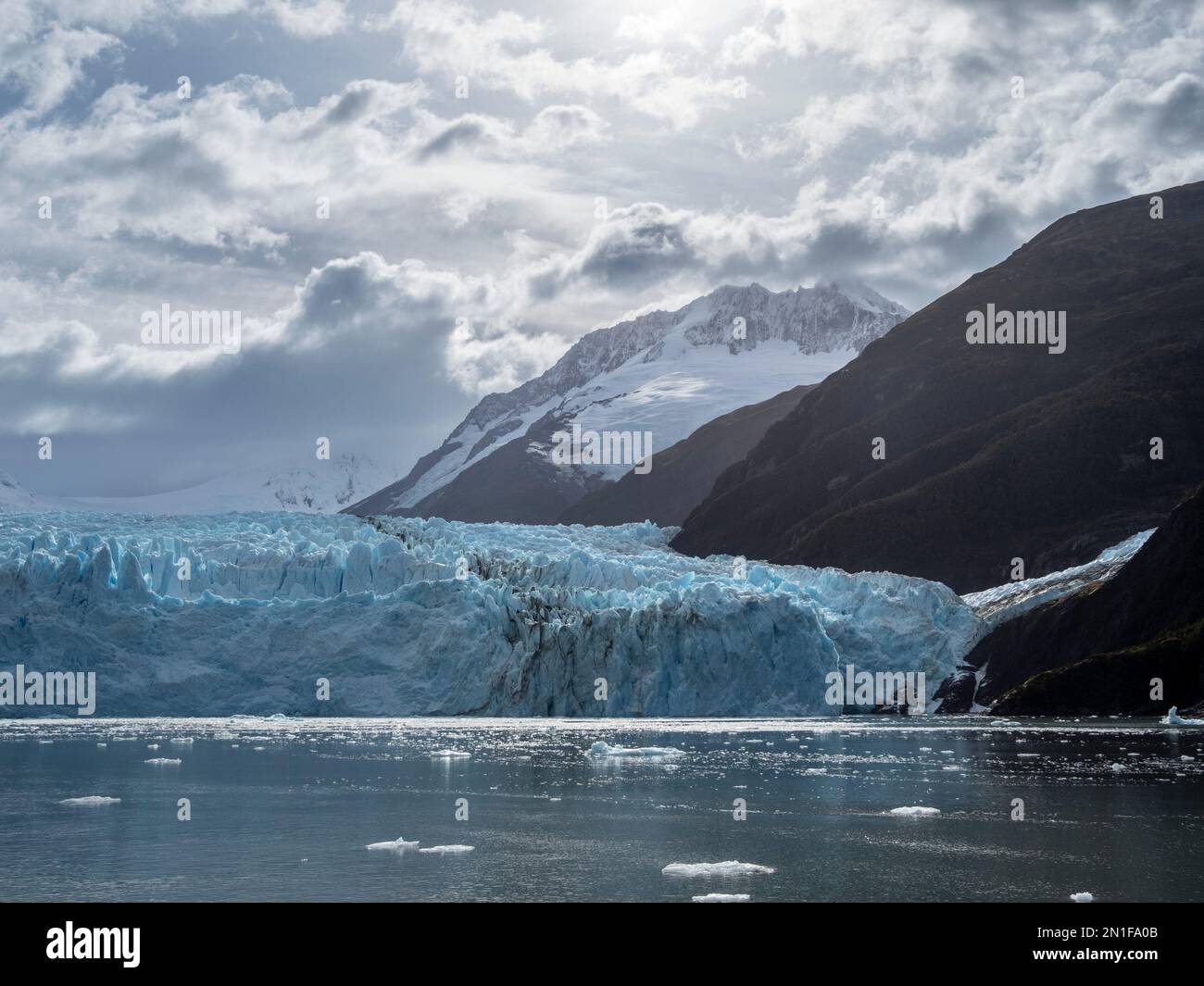 A view of the Garibaldi Glacier in Albert de Agostini National Park in the Cordillera Darwin mountain range, Chile, South America Stock Photo