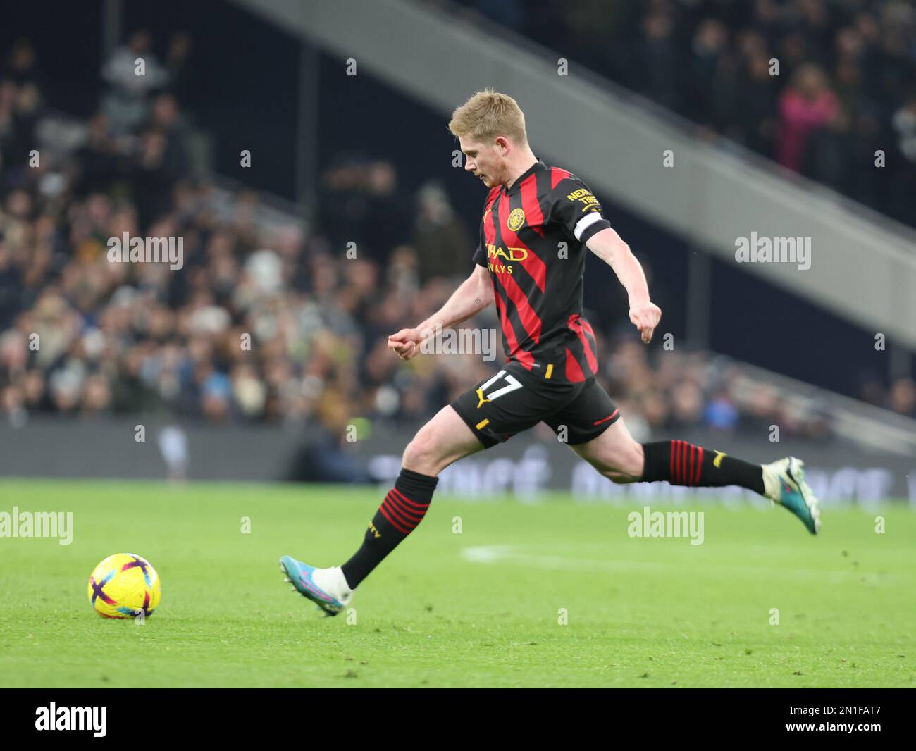 Manchester City's Kevin De Bruyne during the English Premier League soccer match between Tottenham Hotspur and Manchester City at Tottenham Hotspur St Stock Photo