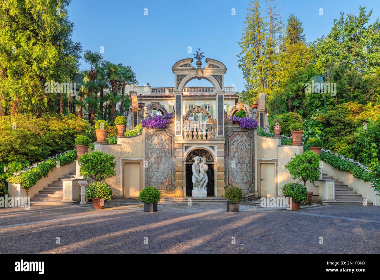 Garden of Grand Hotel Des Iles Borromees, Stresa, Lago Maggiore, Piedmont, Italian Lakes, Italy, Europe Stock Photo