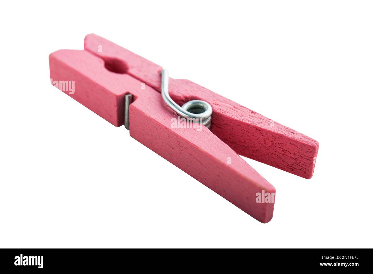 Pink clothespin  isolated on white background Stock Photo