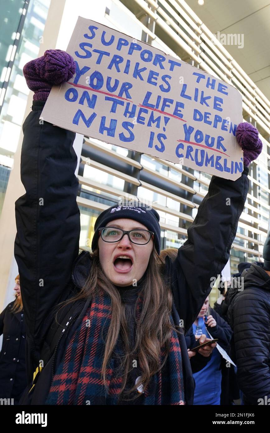 Workers on the picket line outside Royal Sussex County Hospital in