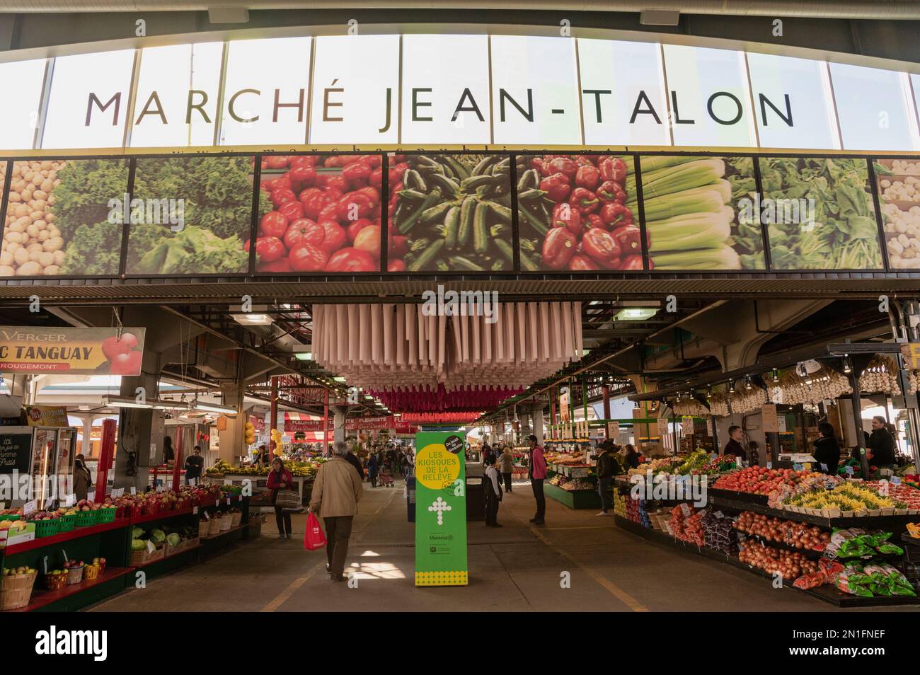 Regional produce on display in Jean Talon Market (Marche Jean-Talon), Montreal, Quebec, Canada, North America Stock Photo