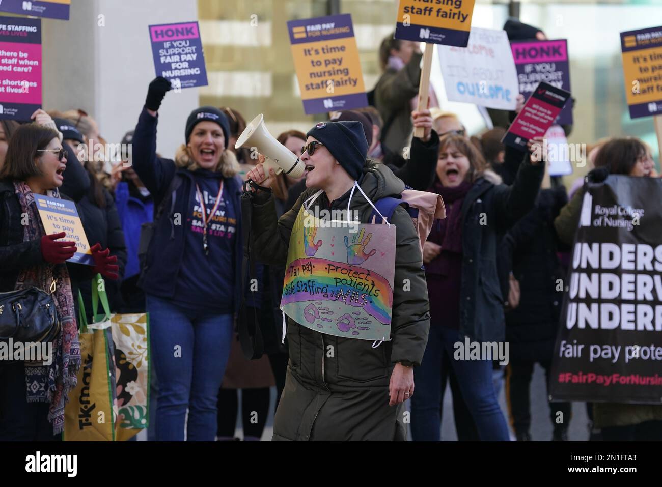 Workers on the picket line outside Royal Sussex County Hospital in
