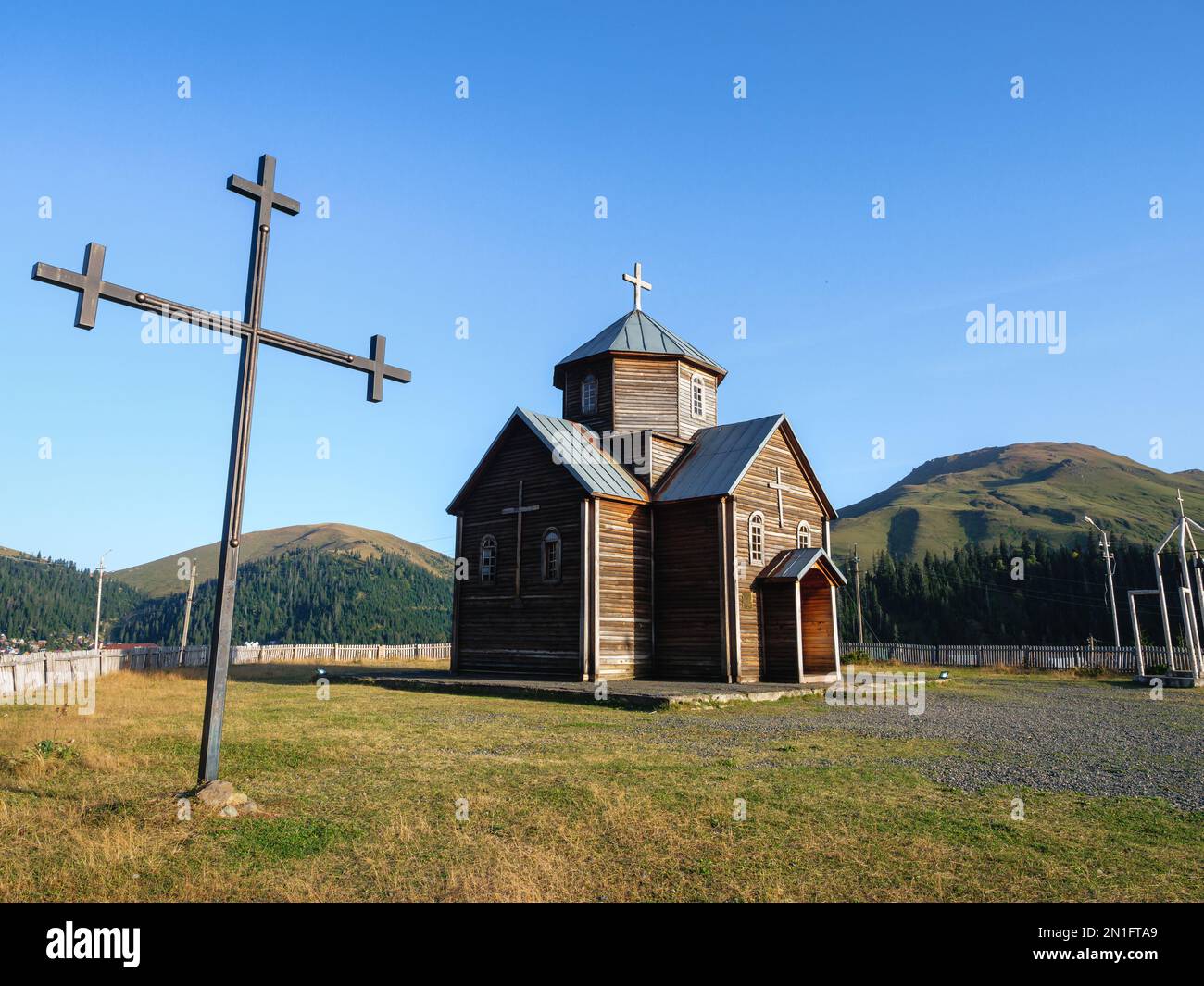 The wooden Church of Bakhmaro, a renowned summer retreat situated at ...