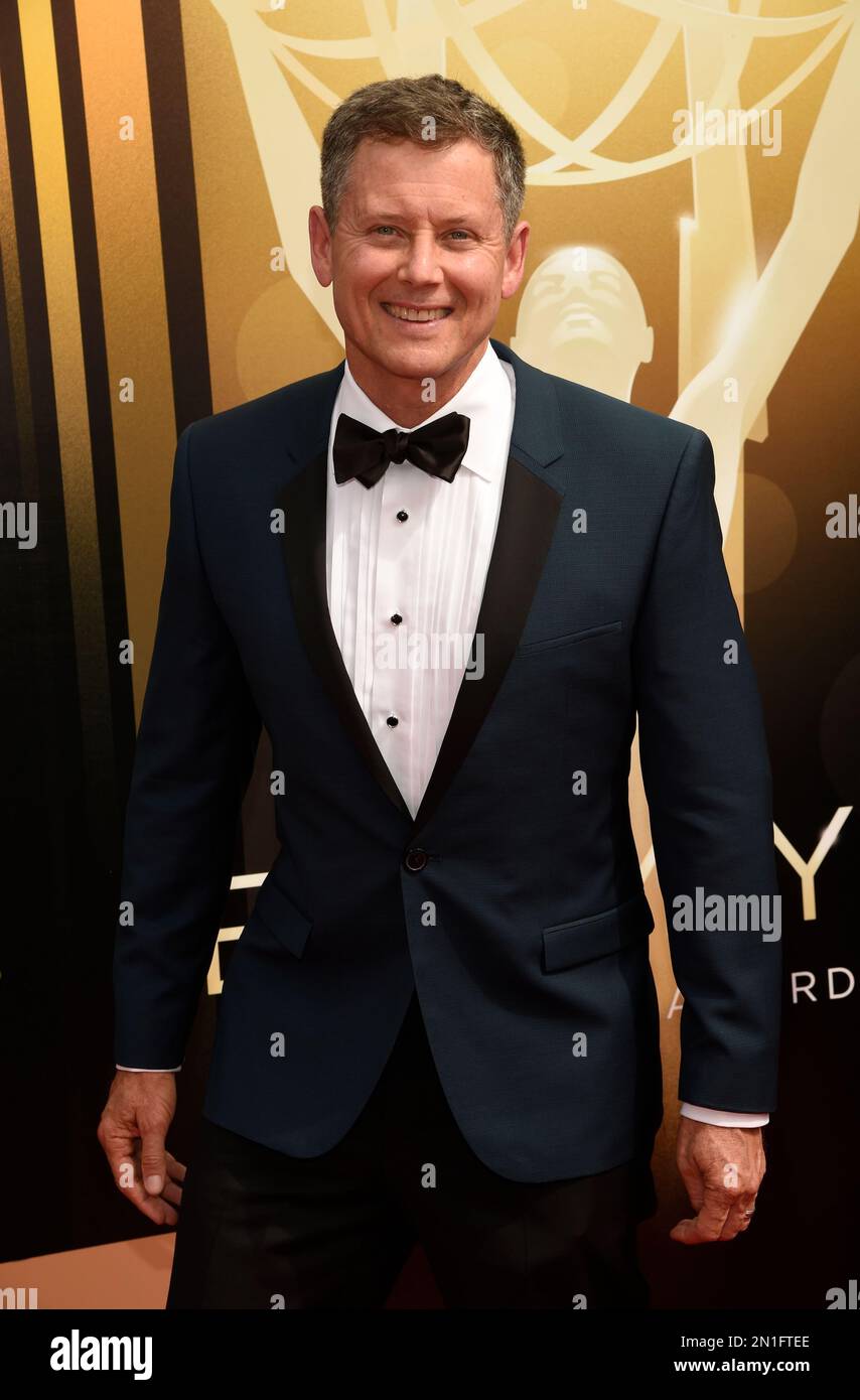 Clay Newbill arrives at the Creative Arts Emmy Awards at the Microsoft Theater on Saturday, Sept