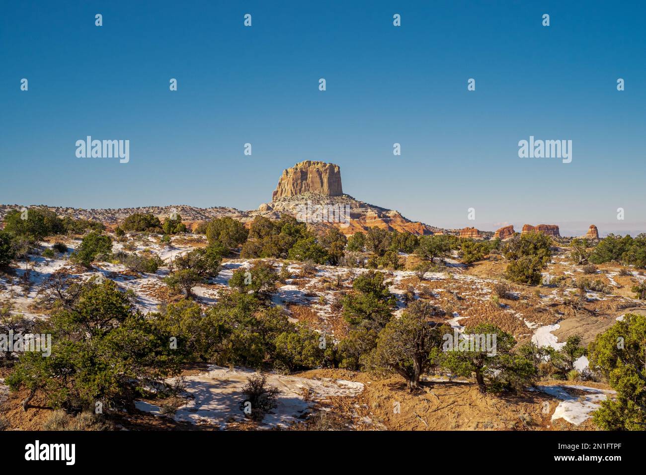 Sandstone monolithic rock formation in the desert area on the Arizona-Utah border, USA Stock Photo
