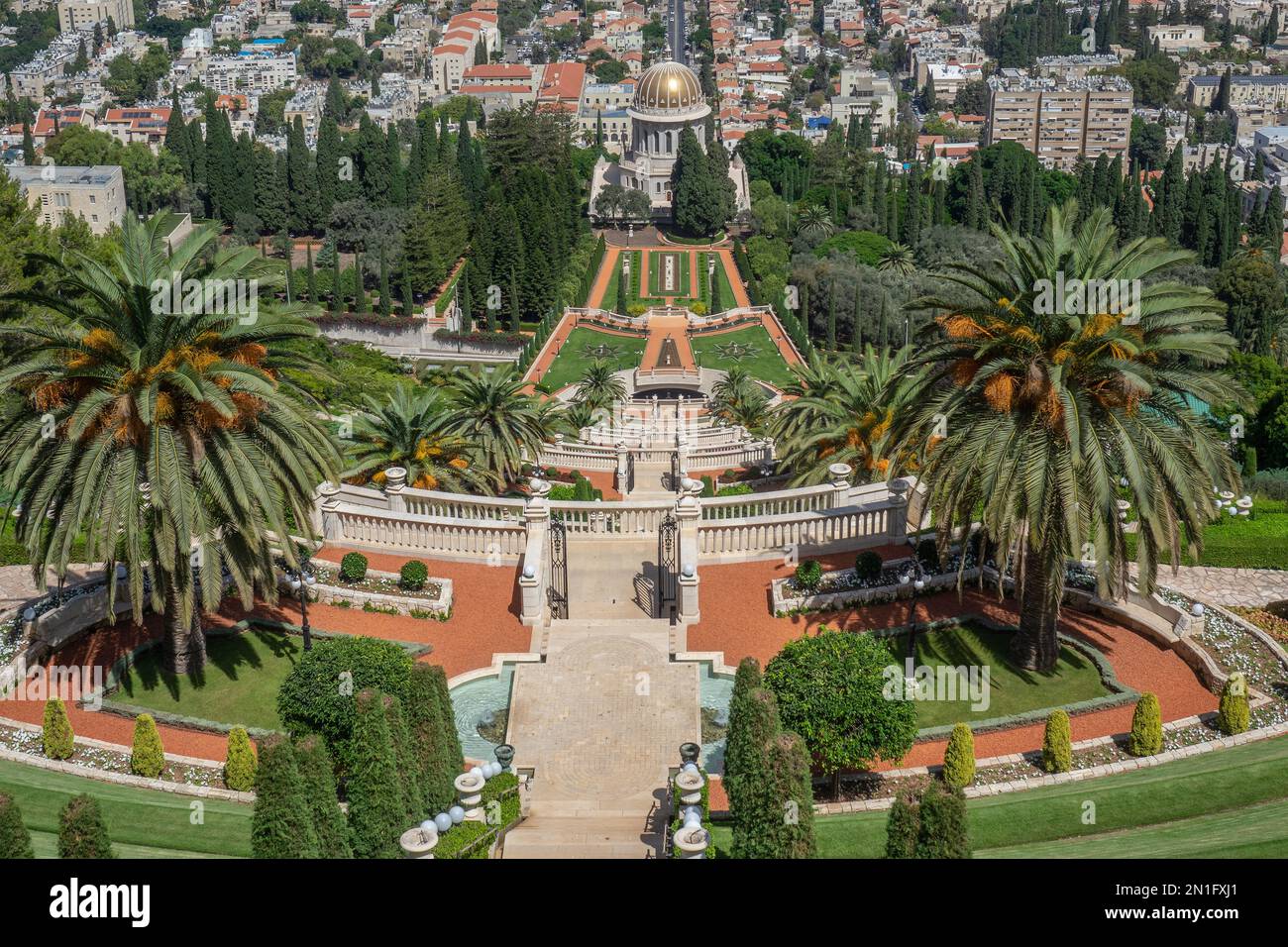 Bahai gardens, Haifa, Israel, Middle East Stock Photo