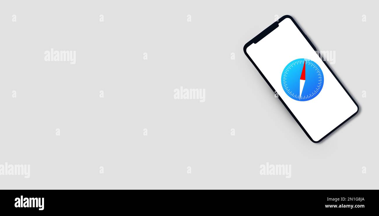 Modern Safari Browser On Mobile With Copy Space Banner Editorial Stock