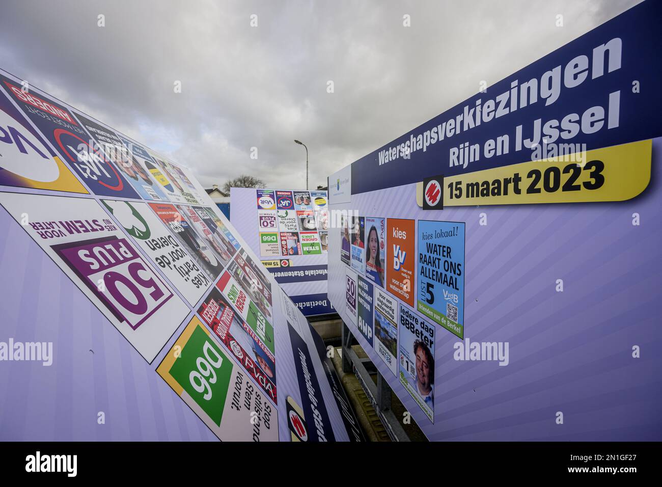 HOUSES - Election boards are being produced for the upcoming Provincial Council elections. Elections will be held on March 15. ANP EMIEL MUIJDERMAN netherlands out - belgium out Stock Photo