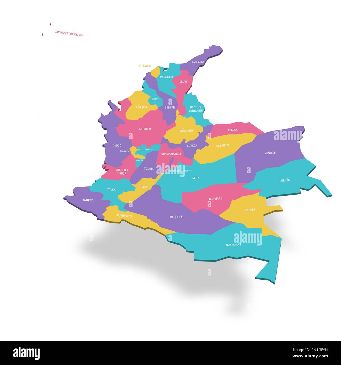 Colombia Political Map Of Administrative Divisions Departments And Capital District 3d 