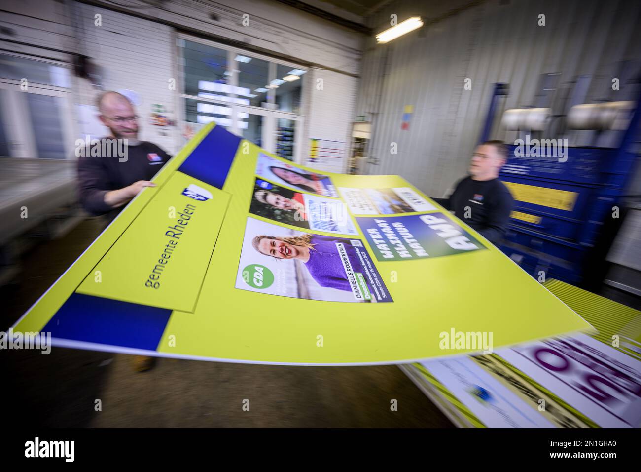HOUSES - Election boards are being produced for the upcoming Provincial Council elections. Elections will be held on March 15. ANP EMIEL MUIJDERMAN netherlands out - belgium out Stock Photo
