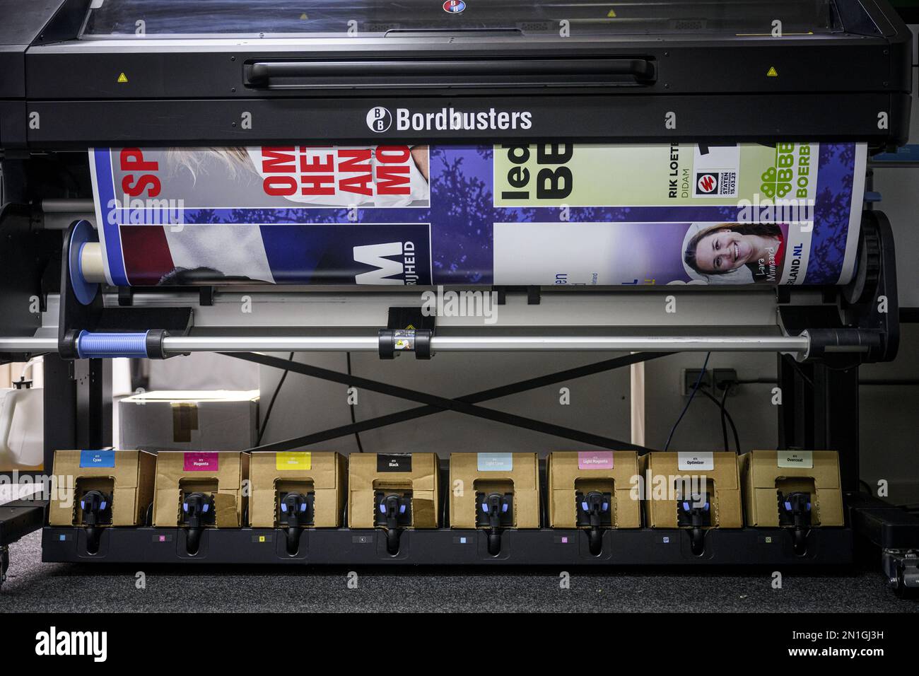 HOUSES - Election boards are being produced for the upcoming Provincial Council elections. Elections will be held on March 15. ANP EMIEL MUIJDERMAN netherlands out - belgium out Stock Photo