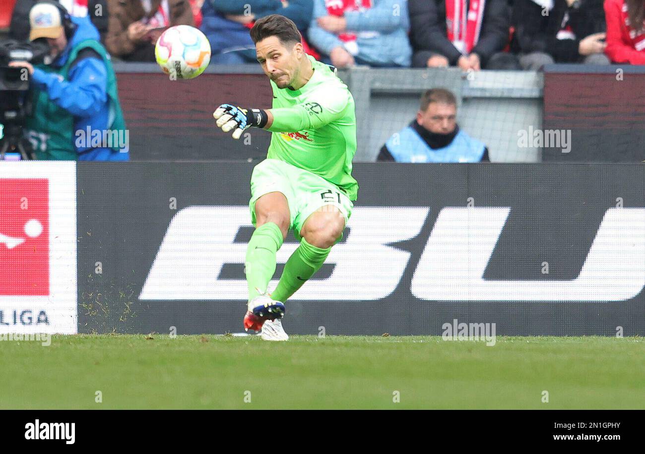 firo: 04.02.2023 football, soccer, 1st league, 1st Bundesliga, season, first league 2022/2023, 1st FC Cologne, Koln - RB Leipzig single action, Janis Blaswich Stock Photo