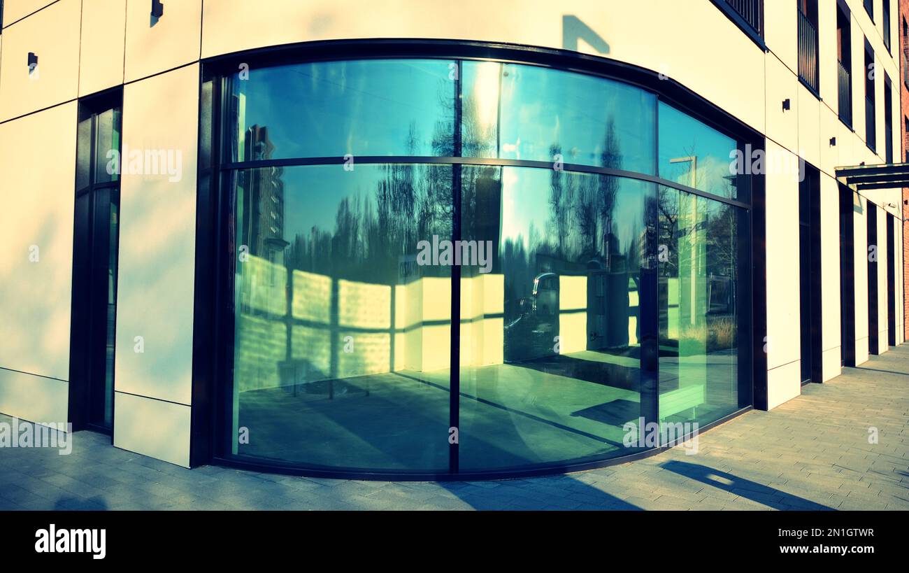 Panoramic windows of new commercial premises. Commercial property in ...