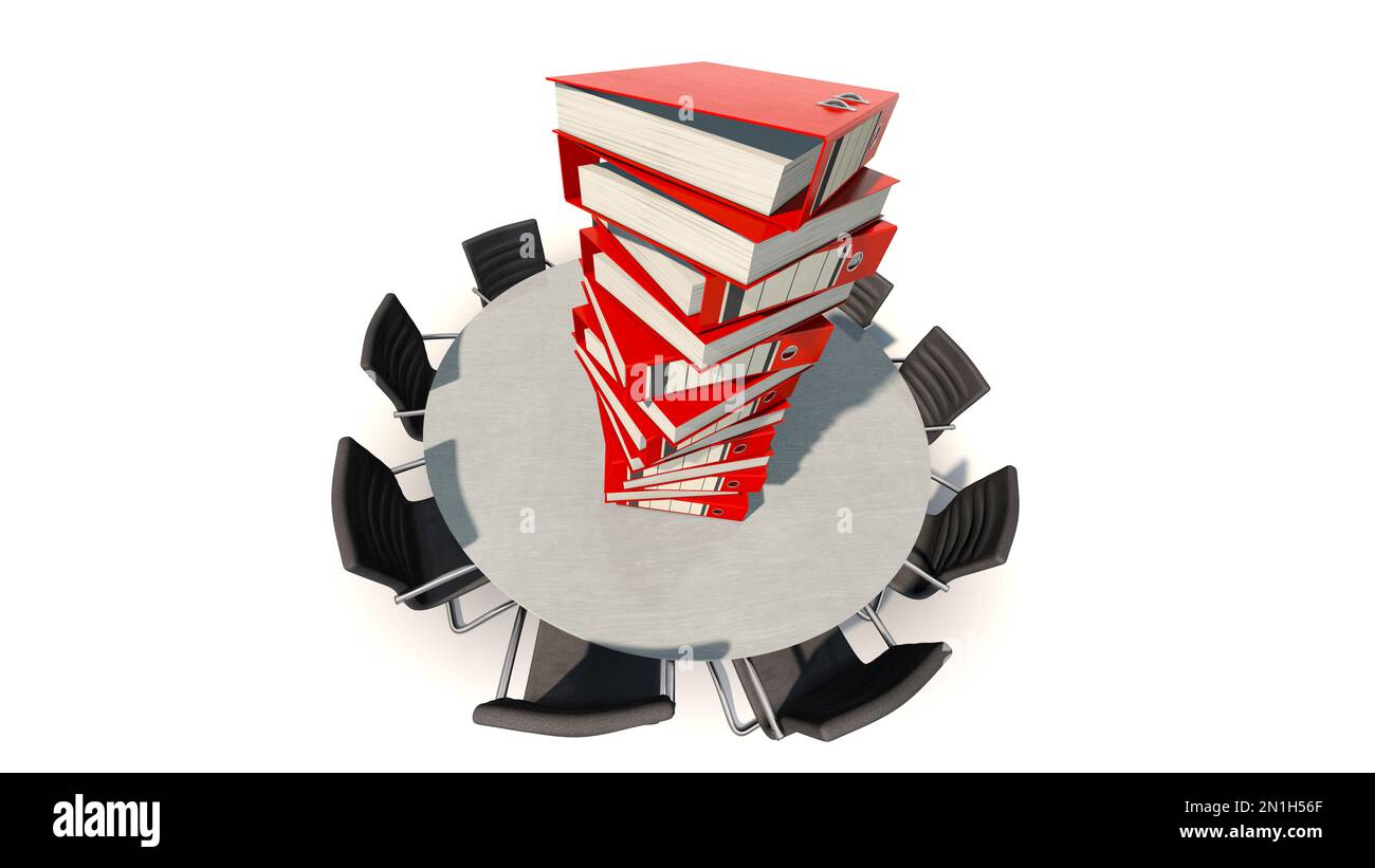 A high Stack of files on the table Stock Photo