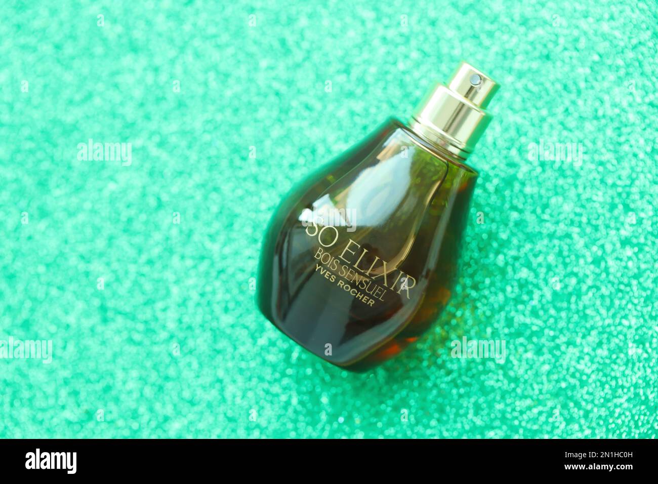 KYIV, UKRAINE - MAY 4, 2022 Bottle of So Elixir Bois Sensuei perfume by Yves  Rocher on bright background Stock Photo - Alamy