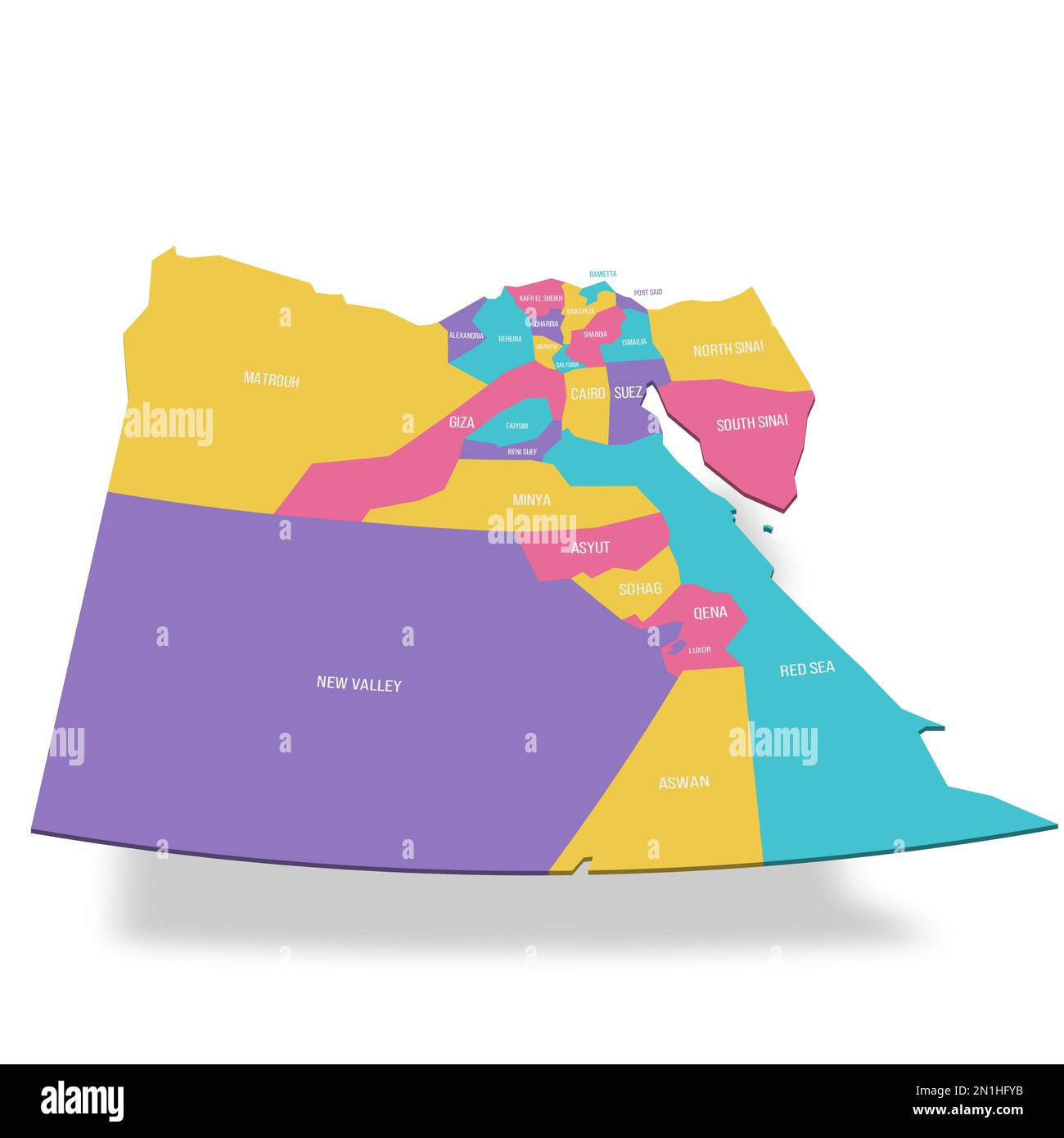 Egypt Political Map Of Administrative Divisions - Governorates. 3D ...