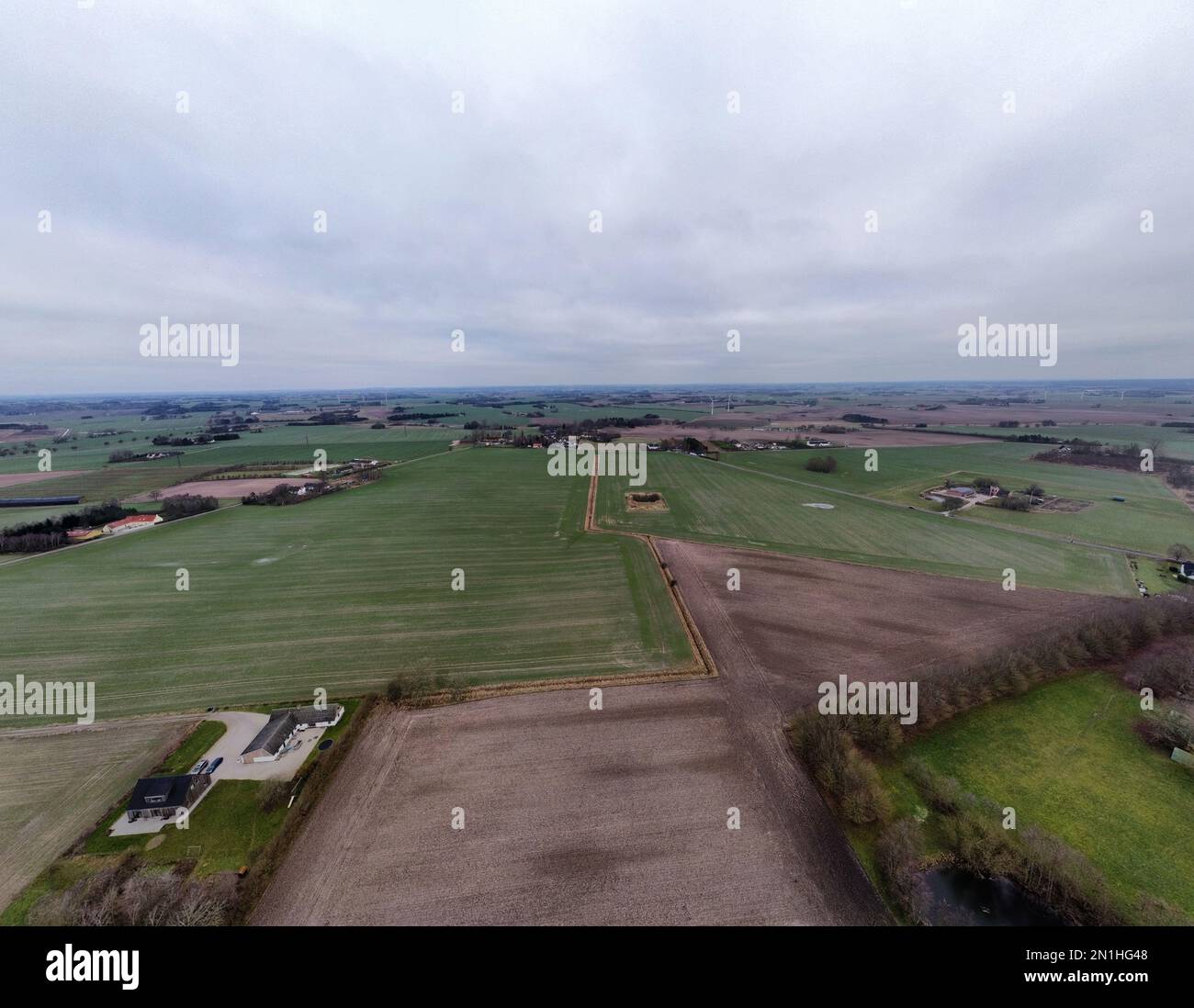 An aerial shot of the agricultural land in Laguna area on the edge of