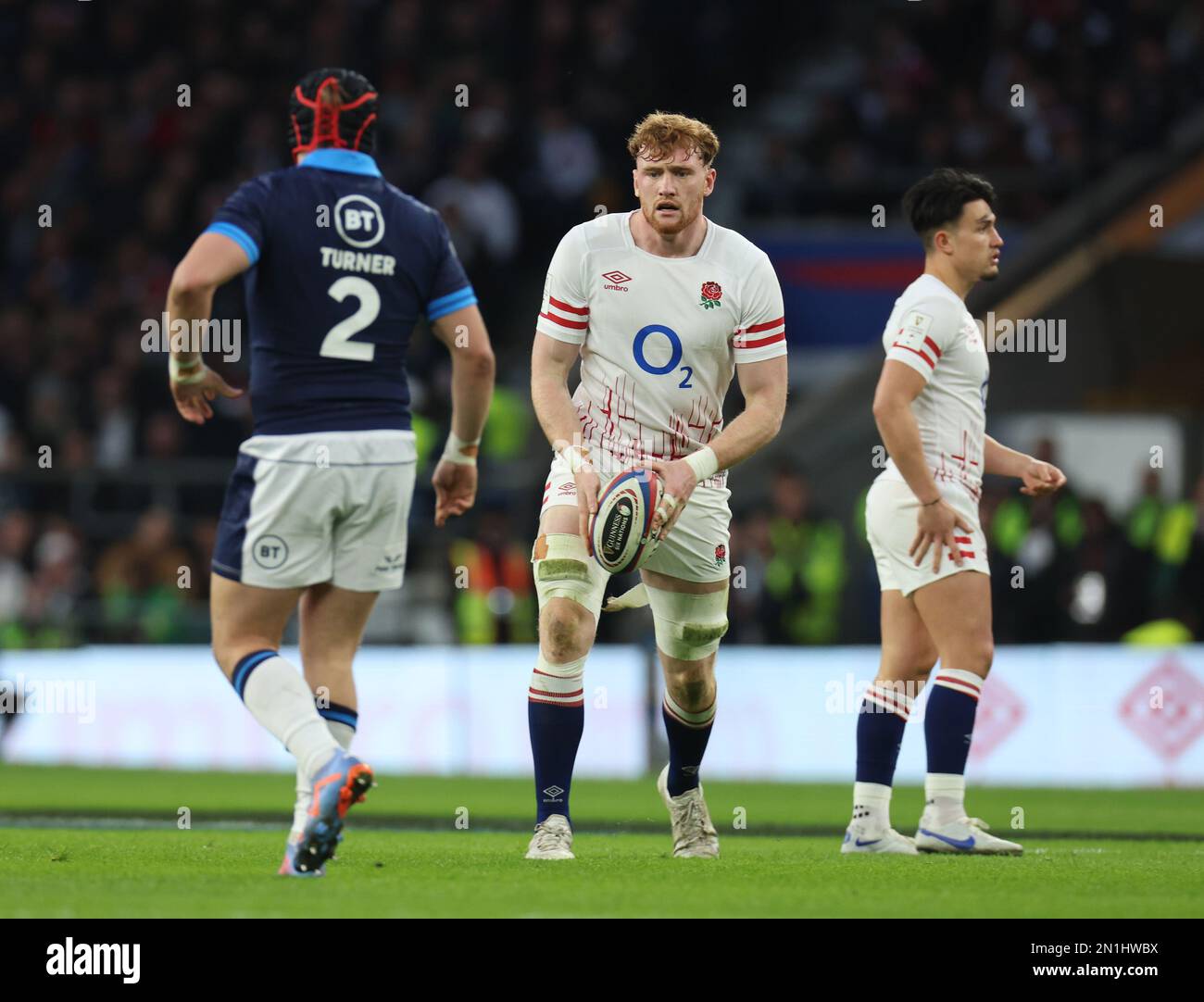 England's Ollie Chessum during the Guinness Six Nations Calcutta Cup match between England and Scotland at Twickenham Stadium in London, Britain, 04th Stock Photo