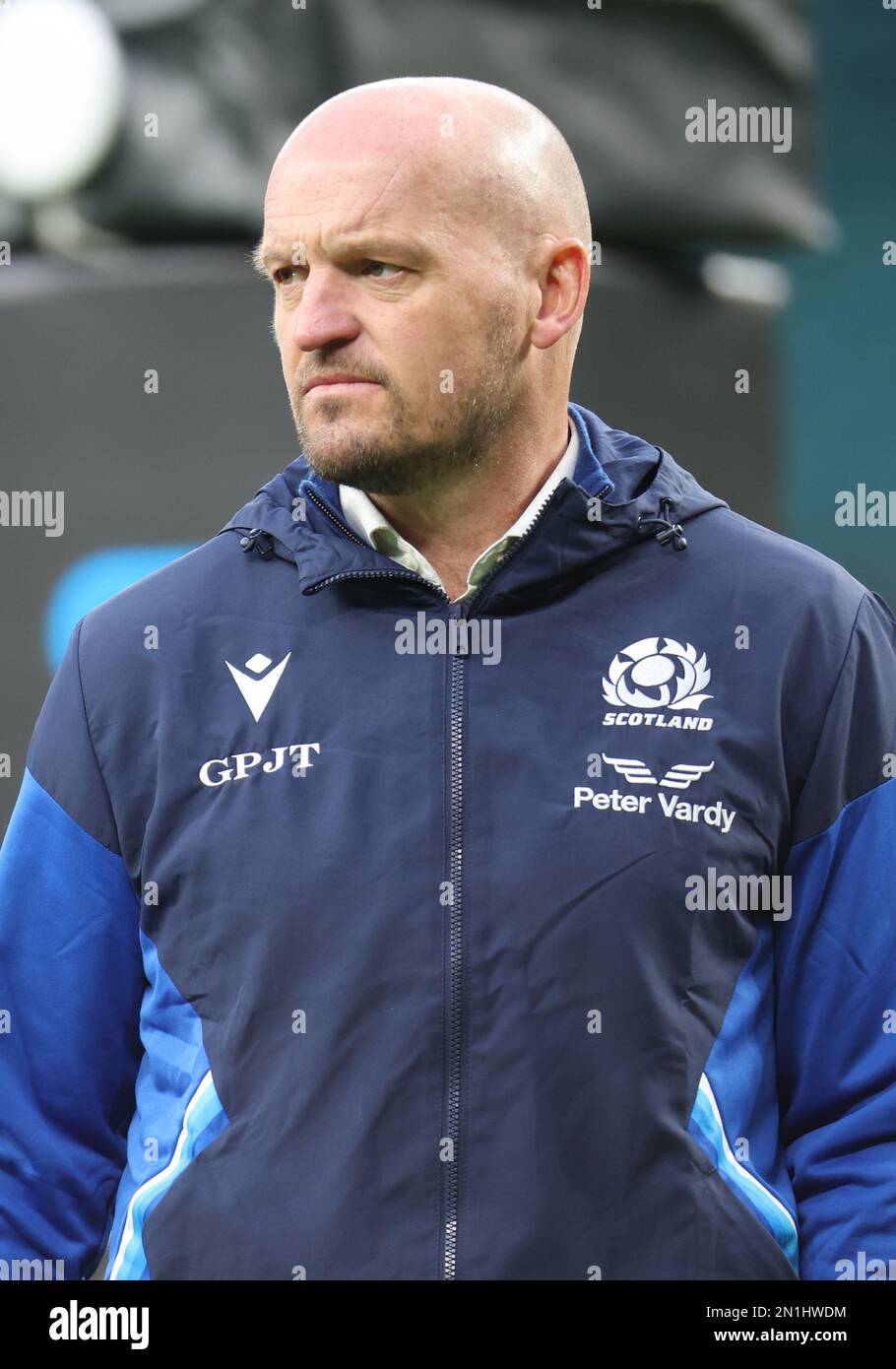 Gregor Townsend Head Coach of Scotland during the Guinness Six Nations Calcutta Cup match between England and Scotland at Twickenham Stadium in London Stock Photo