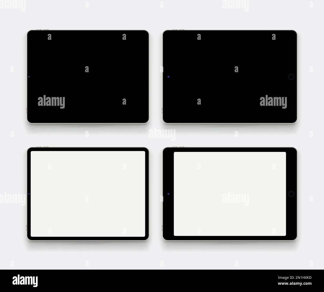tablets lying on white back in set Stock Vector