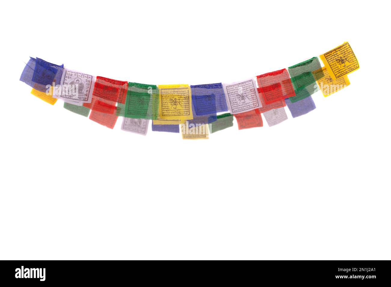 Tibetan prayer flags isolated on white background Stock Photo