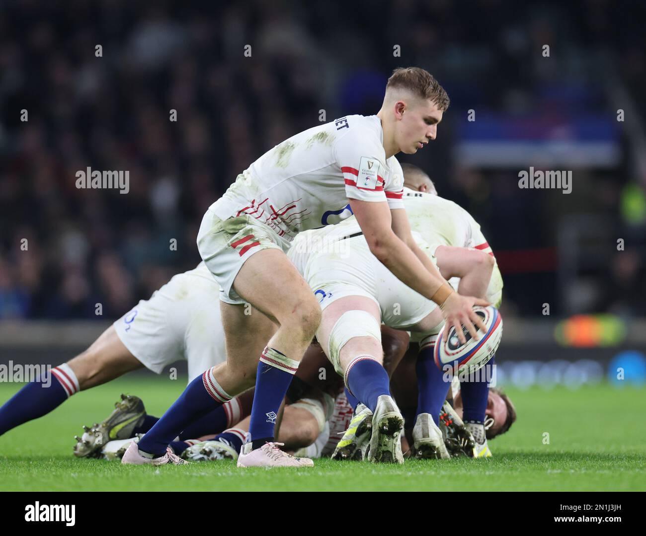 England's Jack Van Poortvliet during the Guinness Six Nations Calcutta Cup match between England and Scotland at Twickenham Stadium in London, Britain Stock Photo