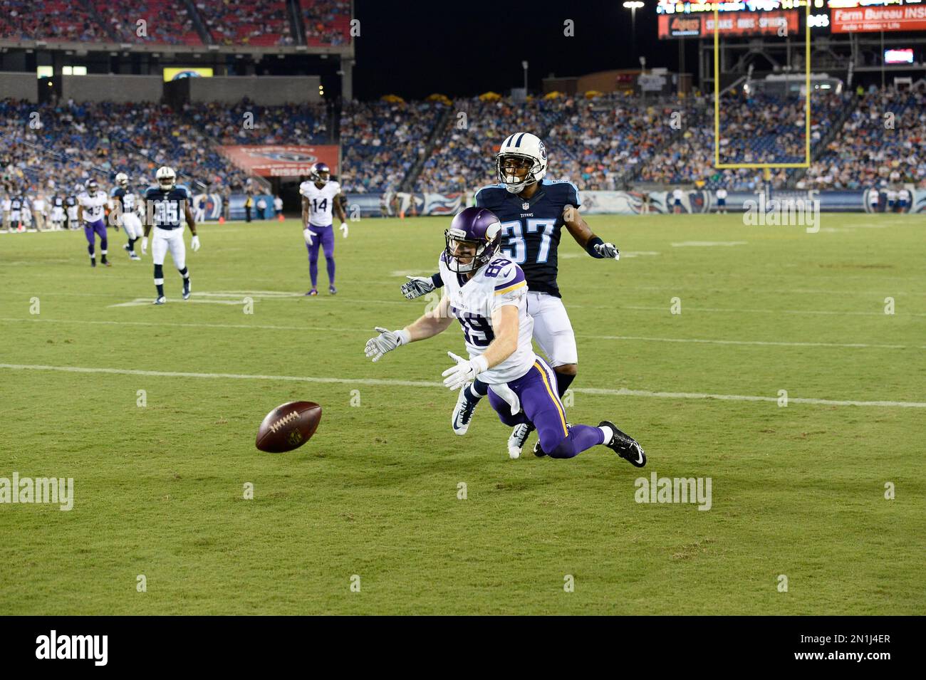 Minnesota Vikings wide receiver Ryan Whalen (89) can't hold onto a pass ...