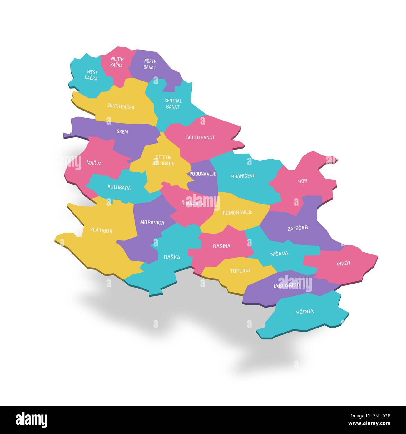 Map of Serbia, Autonomous Province of Vojvodina is pulled out, isolated on  white background Stock Vector Image & Art - Alamy