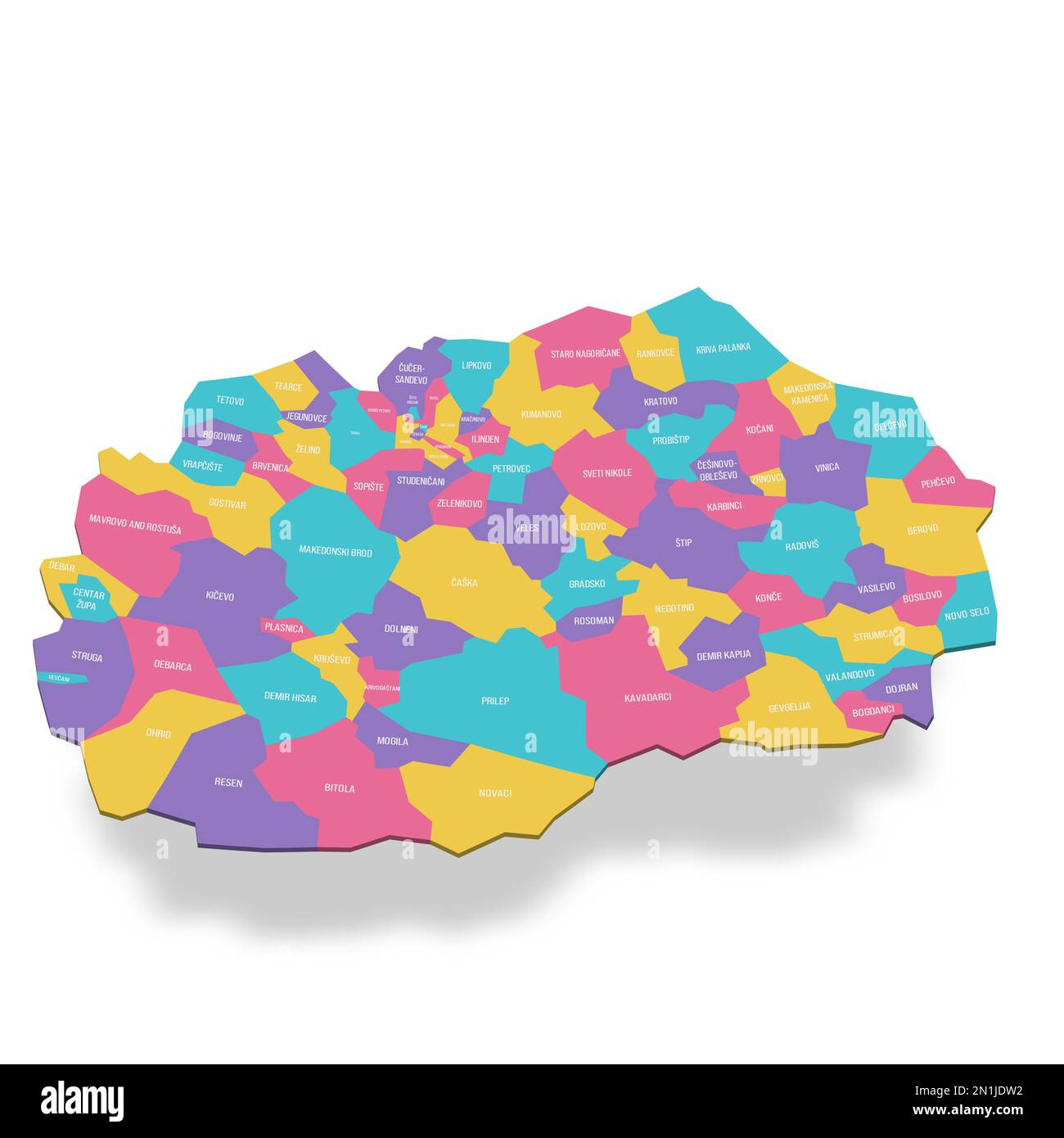 North Macedonia political map of administrative divisions