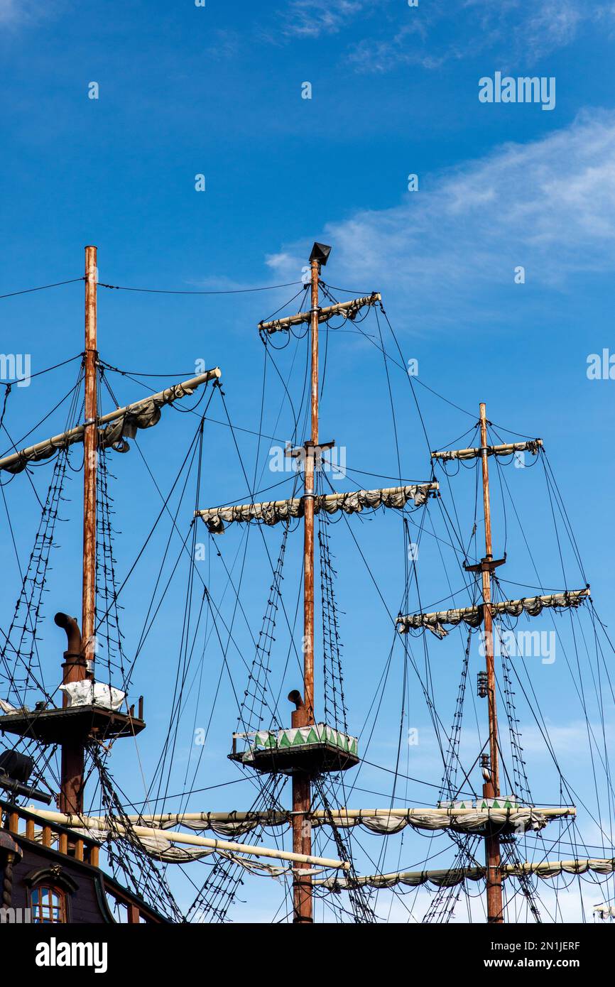 Inskip Masts Masts and rigging of sail vessel on a sky background Stock Photo - Alamy