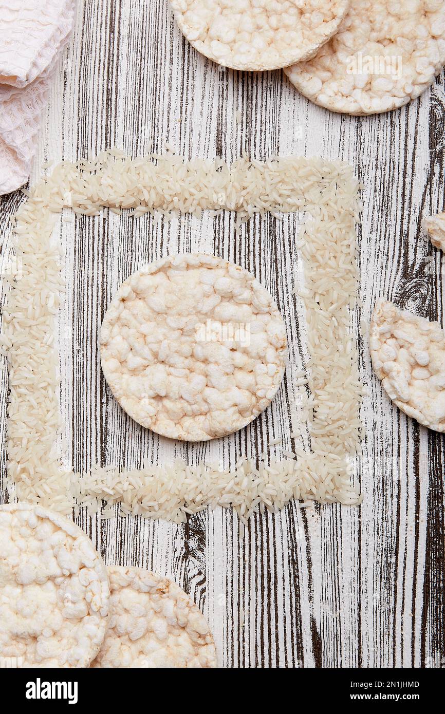 Traditional low calorie rice cakes food, alternative of bread