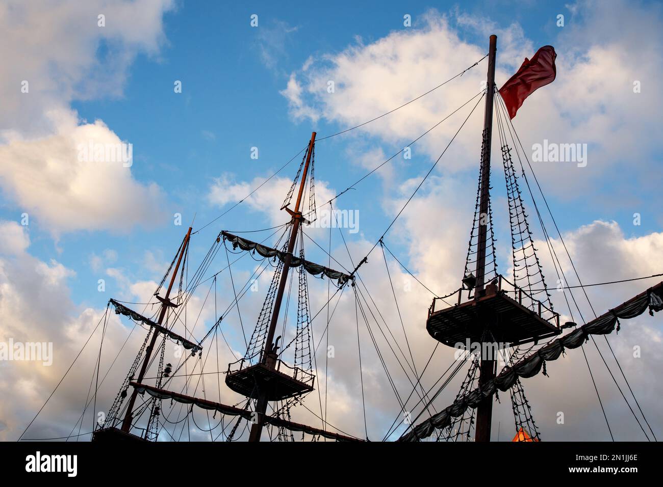 Inskip Masts Masts and rigging of sail vessel on a sky background Stock Photo - Alamy