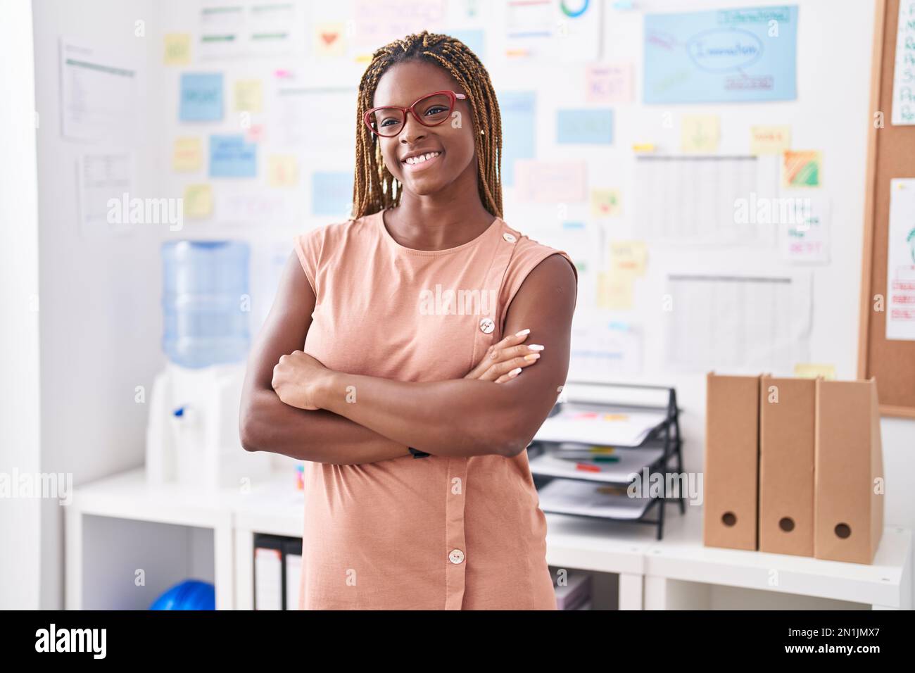 African american woman business worker smiling confident standing with ...