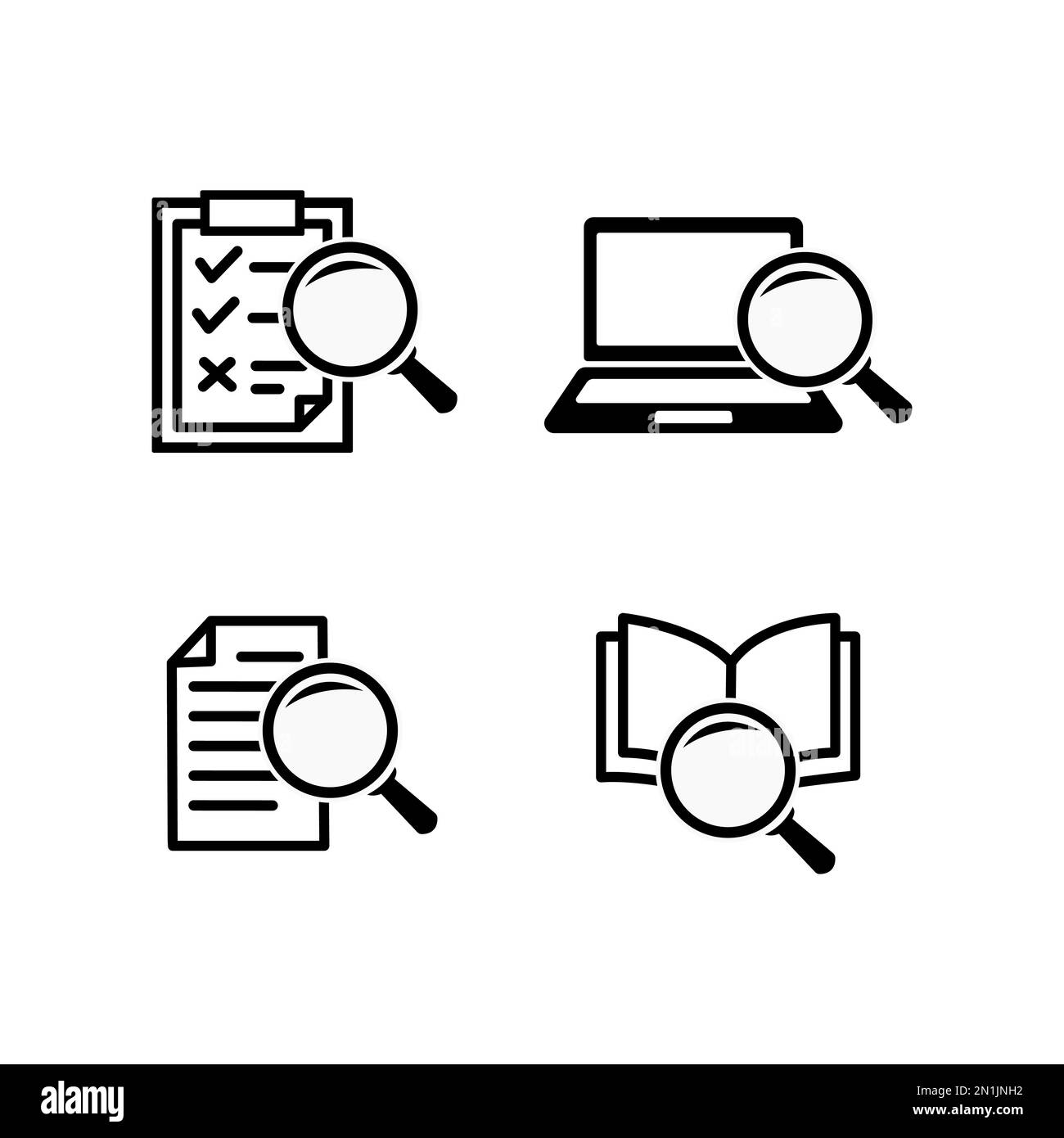 Case study icons set outline vector. Proposal platform. Study analysis Stock Vector