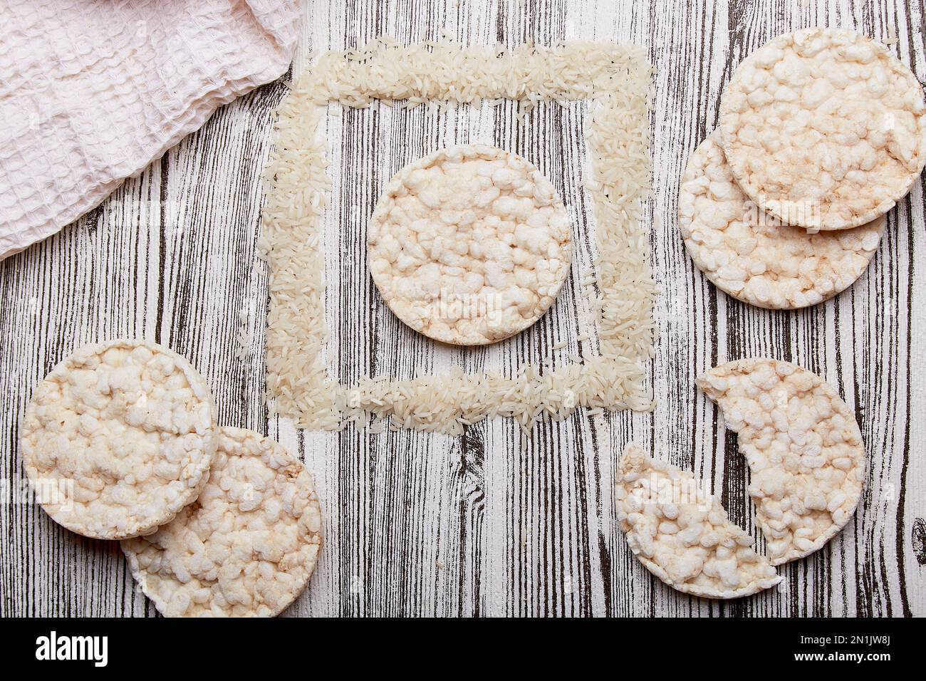 Diet low calorie rice cakes food, alternative of bread. Veganism