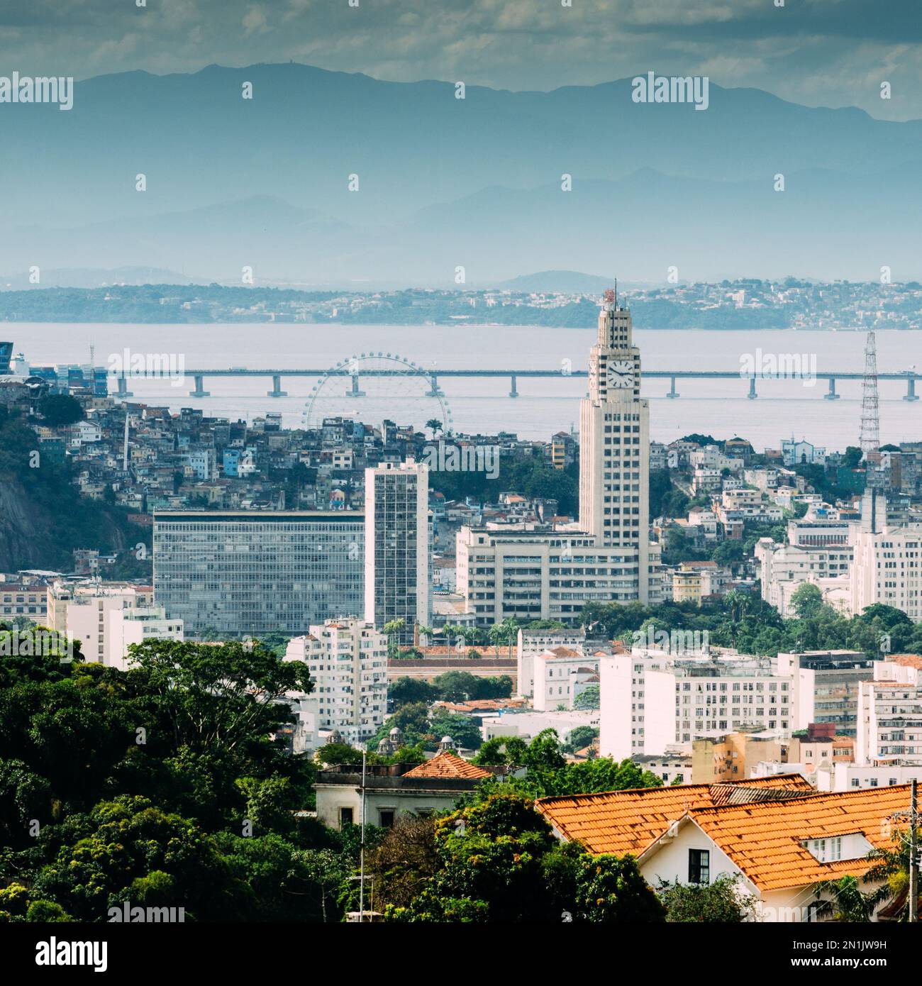 High perspective view of Downtown Rio de Janeiro, Brazil Stock Photo