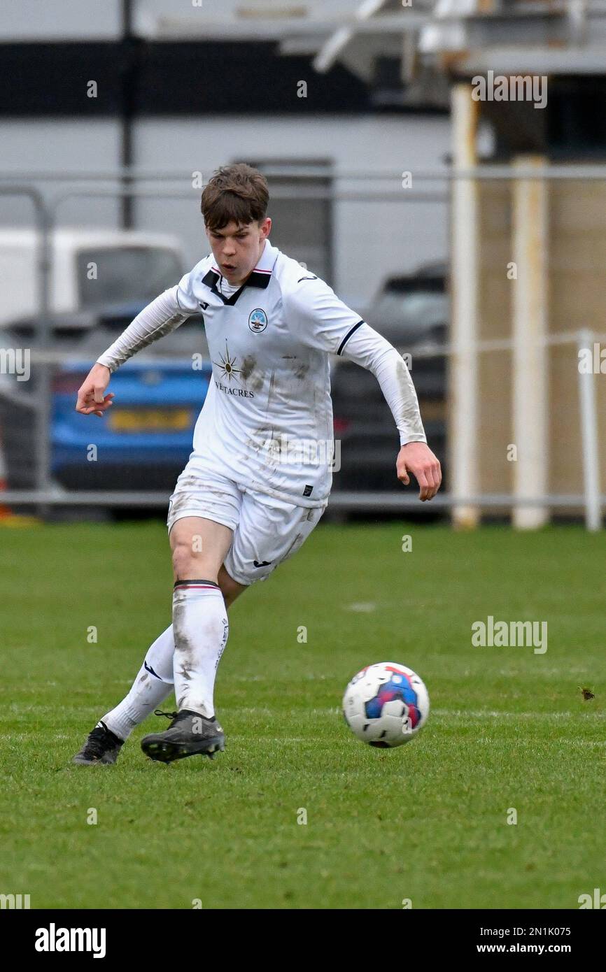 Swansea, Wales. 4 February 2023. Alfie Massey of Millwall in action during  the Professional Development League game between Swansea City Under 18 and  Millwall Under 18 at the Swansea City Academy in