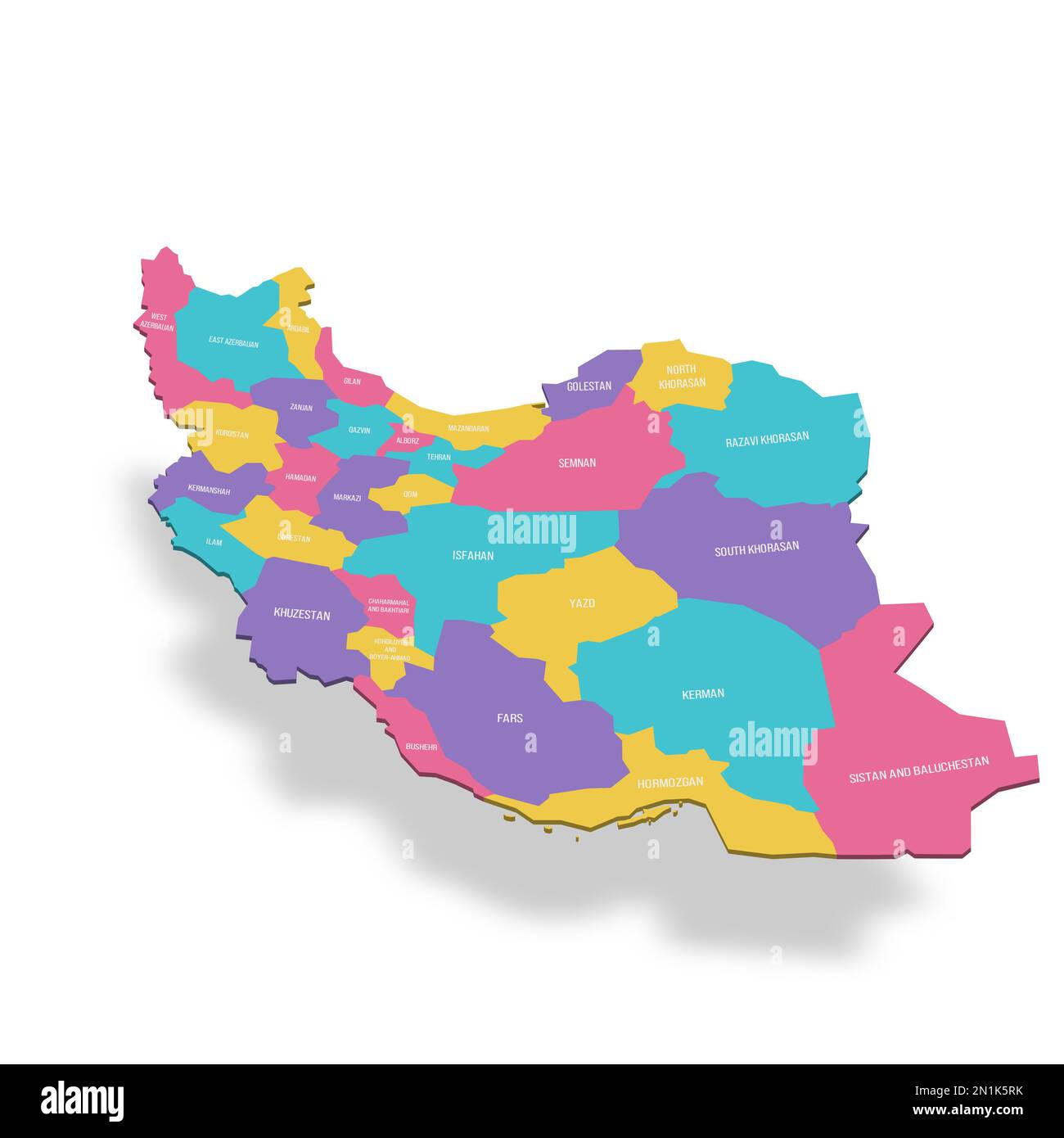 Iran Political Map Of Administrative Divisions Provinces 3D Colorful Iran Political Map Of Administrative Divisions Provinces 3d Colorful Vector Map With Name Labels 2N1K5RK
