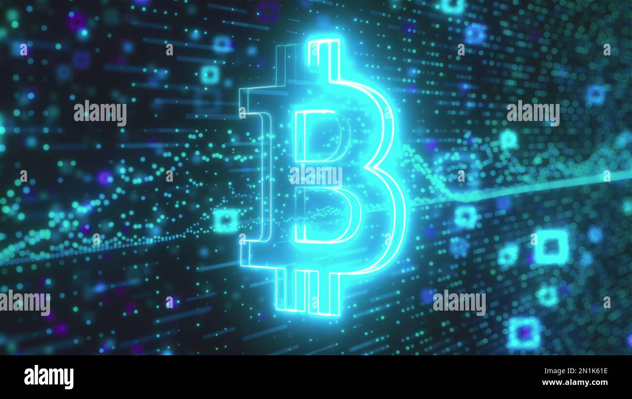 Bitcoin data technology. Computer generated 3d render Stock Photo - Alamy