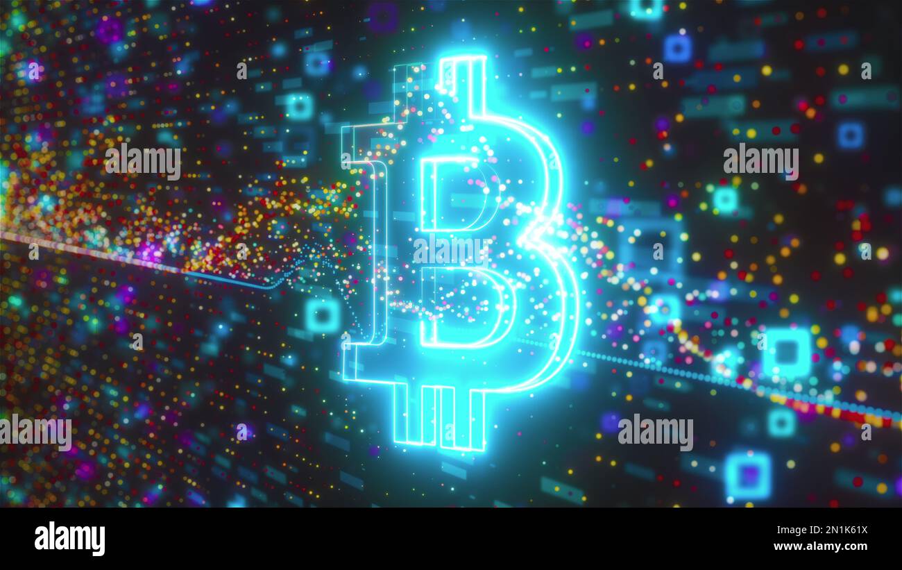 Bitcoin data technology. Computer generated 3d render Stock Photo - Alamy