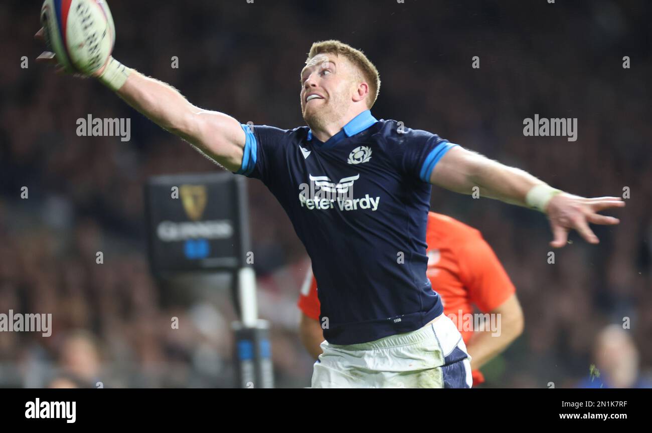 Kyle Steyn of Scotland during the Guinness Six Nations Calcutta Cup match between England and Scotland at Twickenham Stadium in London, Britain, 04th Stock Photo