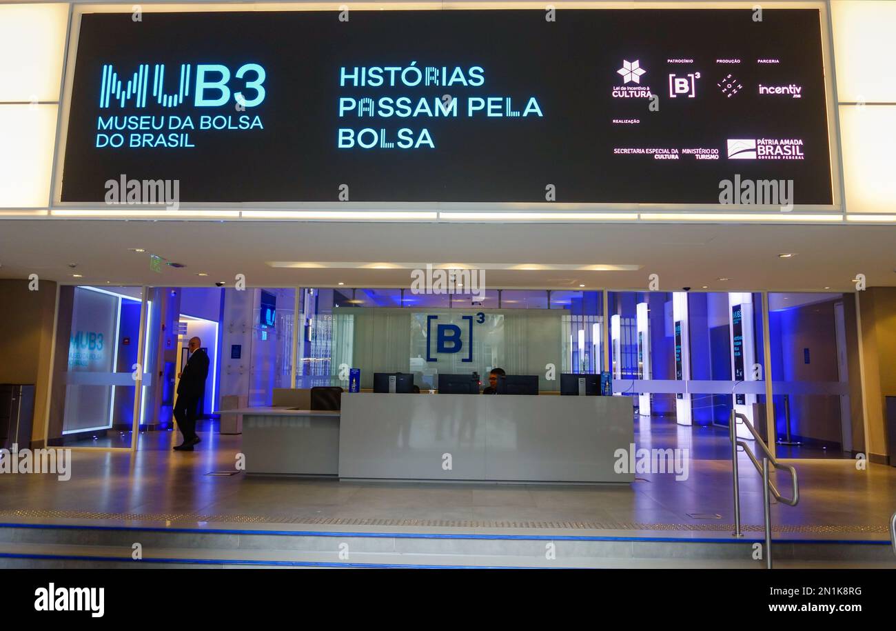 Sao Paulo, Brazil - 01.28.23: Museum of brazilian B3 Bovespa stock exchange. Museu da Bolsa do Brasil Stock Photo
